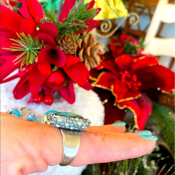 ⭐️SOLD ⭐️Brighton CONTESSA BLUE Swarovski Crystal Necklace Earrings Ring RARE - Picture 8 of 15